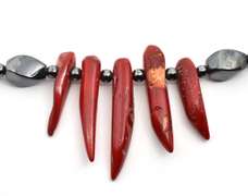 Unusual Hemetite and Oxblood Coral Necklace