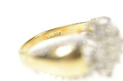 14K Yellow Gold Ornate Classic Diamond Cluster Rope Trim Ring