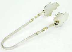 Vintage Sterling Silver Maple Leaf Sugar Tongs
