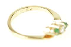 14K Yellow Gold Diamond Emerald Accent Bypass Engagement Ring