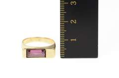 14K Yellow Gold Purple Tourmaline Squared Stacking Band Ring