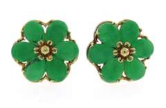 Elegant Green Jade Flower Stud Earrings