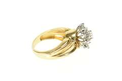 14K Yellow Gold 0.72 Ctw Diamond Retro Round Cluster Ring
