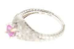 18K White Gold 1.74 Ctw Pink Sapphire Diamond Ornate Etched Ring