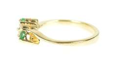 14K Yellow Gold Diamond Emerald Accent Bypass Engagement Ring