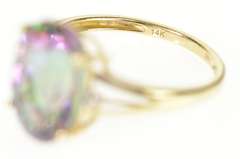 14K Yellow Gold Oval Mystic Topaz Solitaire Cocktail Ring