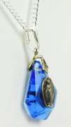 Vintage Faceted Glass & Sterling Miraculous Mary Necklace