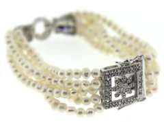 Pearl and Cubic Zirconia Sterling Silver Bracelet