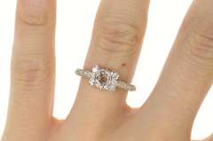 18K White Gold 0.43 Ctw 6.5mm Diamond Semi Mount Engagement Ring