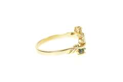 14K Yellow Gold Emerald Diamond Swirl Bypass Statement Ring
