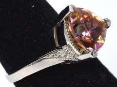 Gorgeous Mystic Pink Topaz Ring in White Gold