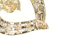 10K Yellow Gold 0.77 Ctw Baguette Diamond Encrusted Heart Pendant