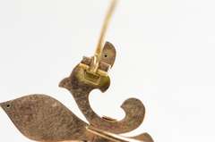 14K Yellow Gold Victorian Enamel Fleur De Lis Seed Pearl Pin/Brooch