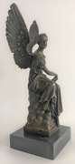 Beautiful Angel sits on Celestial Throne Bronze Sculpture