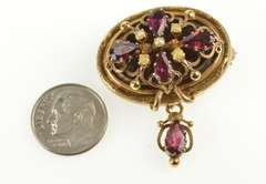 14K Yellow Gold Victorian Seed Pearl Tourmaline Statement Pin/Brooch