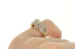 14K Yellow Gold Pave Diamond Encrusted Criss Cross Statement Ring