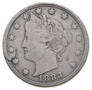 1883 Liberty V Nickel - Lamination Error
