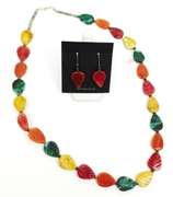 Sterling & Multi-Colored Jade Necklace & Earrings