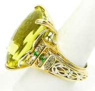 Michael Valitutti Huge Lemon Quartz Sterling Ring, Size 9