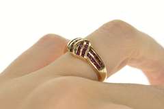 14K Yellow Gold Natural Ruby Criss Cross Knot Statement Ring