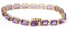 Fabulous Yellow Gold Emerald Cut Amethyst Bracelet