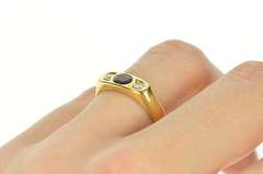 18K Yellow Gold 0.37 Ctw Natural Sapphire Diamond Accent Ring