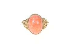 Gold Shell 1950's Ornate Sim. Coral Statement Cocktail Ring