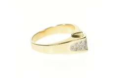 14K Yellow Gold Two Tone Pave Diamond Geometric Men's Ring