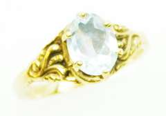 Beautiful Antique 10K Gold Aquamarine Ring, 5.25