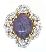 Very Rare Unheated Massive 18.64CTS Natural Star Ruby & White Sapphire Ring in Vermeil