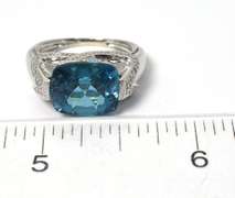 London Blue Topaz Statement Ring in White Gold
