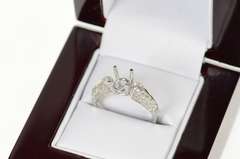 18K White Gold 0.27 Ct 5.75mm Engagement Semi Mount Setting Ring