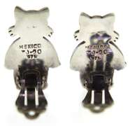 Mexico Sterling Silver Cat Clip Earrigs