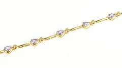 14K Yellow Gold Pear Tanzanite Diamond Accent Bar Link Bracelet