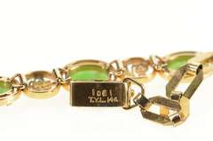 14K Yellow Gold Oval Jade Happiness Chinese Character Bracelet