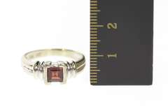 10K White Gold Princess Garnet Solitaire Ornate Statement Ring