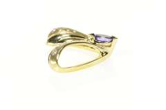 14K Yellow Gold Marquise Tanzanite Diamond Inset Chevron Pendant