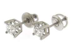 Classic White Gold Princess Cut Diamond Earrings