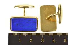 18K Yellow Gold Carlo Weingrill Squared Lapis Lazuli Men's Cuff Links