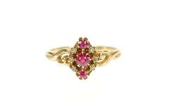 14K Yellow Gold Victorian Syn. Ruby Rose Diamond Accent Ring
