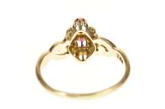 14K Yellow Gold Victorian Syn. Ruby Rose Diamond Accent Ring