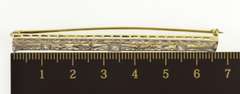 14K White Gold Art Deco Diamond Scroll Filigree Bar Pin/Brooch