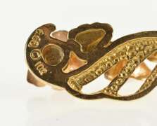 10K Yellow Gold Black Hills Leaf Pearl Wavy Dangle Earrings