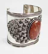 Charming Ethnic Handcrafted Silver Tone Cuff Bracelet