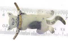 Vintage Mexico Sterling Silver Cat Pin Brooch