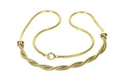 Gold Filled Retro Ornate Twist Snake Chain Collar Necklace