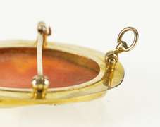 10K Yellow Gold Victorian Ornate Carved Lady Cameo Etched Pin/Brooch