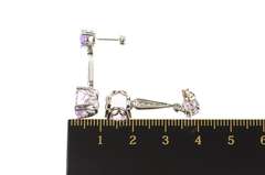 14K White Gold Amethyst Diamond Drop Dangle Statement Earrings