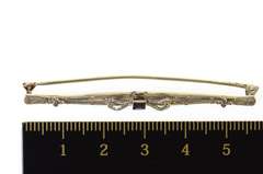 10K White Gold Art Deco Princess Amethyst Etched Bow Bar Pin/Brooch