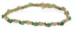 Fabulous Diamond and Pear Emerald Tennis Bracelet